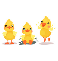 Funny Yellow Duckling Standing Jumping And Crying