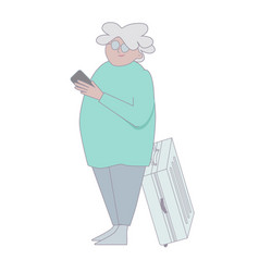 Happy Old Lady With A Phone In Her Arms