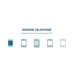 Modern Telephone Icon In 5 Different Style