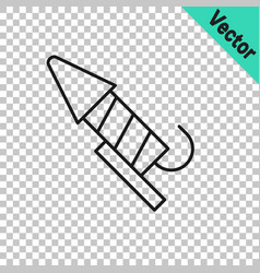 Black Line Firework Rocket Icon Isolated