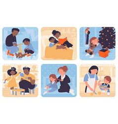 Family Activity Concept With People Situation Set