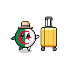 Algeria Flag Cartoon With Luggage On Vacation