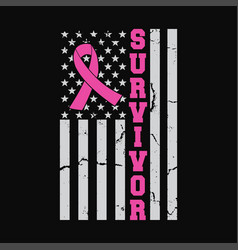 Cool Breast Cancer Survivor Women Pink Flag Premi