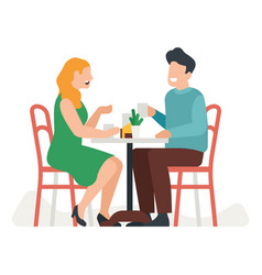 Man And Woman Talking In Cafe Happy People