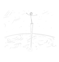 Person Looking On Planet Earth Cartoon Stick