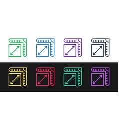 Set Line Paper Size Icon Isolated On Black