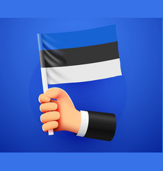 3d Hand Holding Estonia National Flag