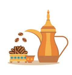 Traditional Arabic Coffee Pot And Dried Dates