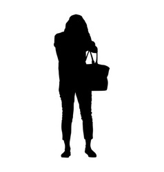 Woman Looking For A Wallet Keys On Bag Silhouette