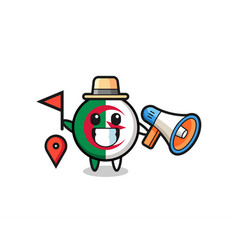 Character Cartoon Of Algeria Flag As A Tour Guide