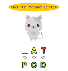 Find Missing Letter Kawaii Cat Educational