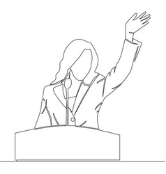 Continuous Line Politician Woman Speech Concept