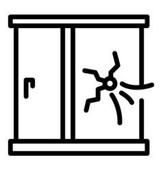 Cracked School Window Icon Outline School