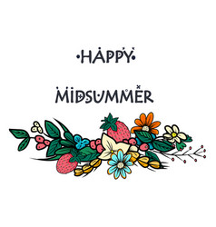 Happy Midsummer Greeting Poster Floral Wreath