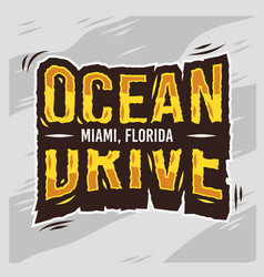 Ocean Drive Miami Beach Florida Summer Typographic