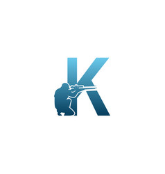 Letter K With Sniper Icon Logo Design Concept