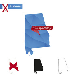 State Alabama Blue Low Poly Map With Capital