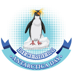 Antarctica Day Text With Penguin