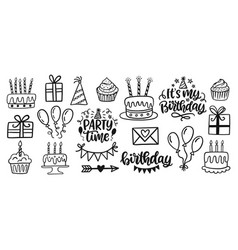 Birthday Party Decoration Doodle Sketch Set