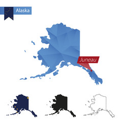 State Alaska Blue Low Poly Map With Capital