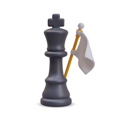 Chess King With White Flag Concept Of Defeat