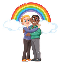 Interracial Male Couple Cartoon Character