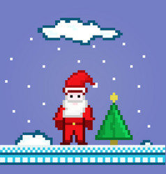 Pixel Winter Night Santa Standing