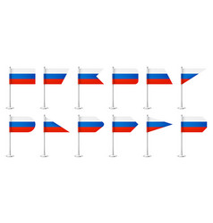 Realistic Various Russian Table Flags On A Chrome