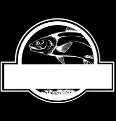 White Silhouette Of Fish Salmon Logo On Black