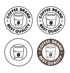 Line Art Round Paper Coffee Cup Icon With Text