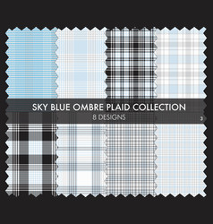 Sky Blue Ombre Plaid Textured Seamless Pattern