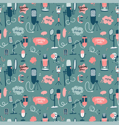 Podcast Seamless Pattern With Mikes Flat Hand