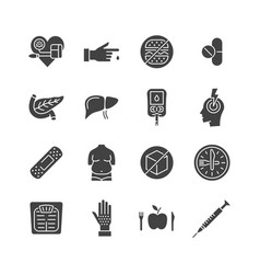 Diabetes Prevention And Treatment Glyph Icon Set