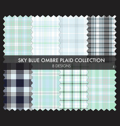 Sky Blue Ombre Plaid Textured Seamless Pattern