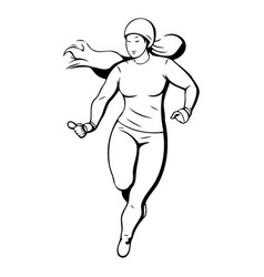 Running Woman With Red Hair And Heart On Her Chest