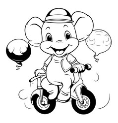 Black And White Cartoon Of Cute Little Elephant