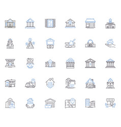 Land Business Line Icons Collection Property