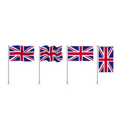 Set Of Uk Flags On Metallic Pole