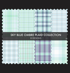 Sky Blue Ombre Plaid Textured Seamless Pattern