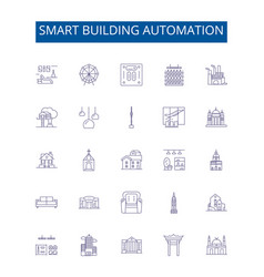 Smart Building Automation Line Icons Signs Set