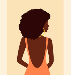 Beautiful African Woman With Curly Hair In Peach