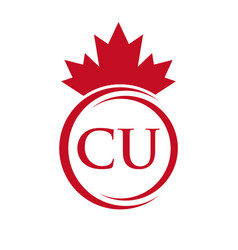 Letter Cu Maple Leaf Logo Template Symbol