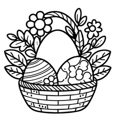 Simple Easter Egg Clipart Black And White Flowers