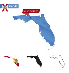 State Florida Blue Low Poly Map With Capital