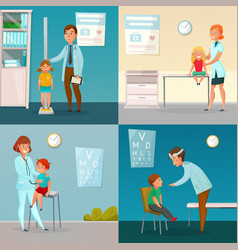 Kids Visit Doctors Cartoon Compositions