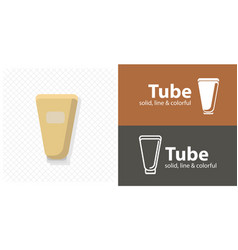 Tube Container Isolated Flat Cream Line Icon