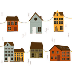 Colorful Scandinavian Houses With Garlands