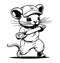 Cute Cartoon Mouse In Baseball Cap Holding