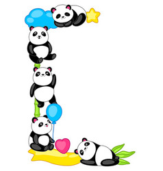 Background With Cute Kawaii Little Pandas Funny