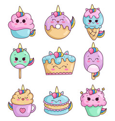 Cute Kawaii Unicorn Food And Dessert Cupcakes